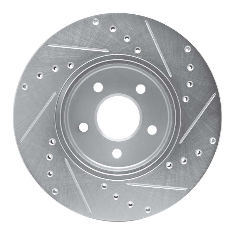 Ford Mondeo Brake Rotor (1) - Front Left - R1 Concepts - Drilled & Slotted - Silver - `01-`08